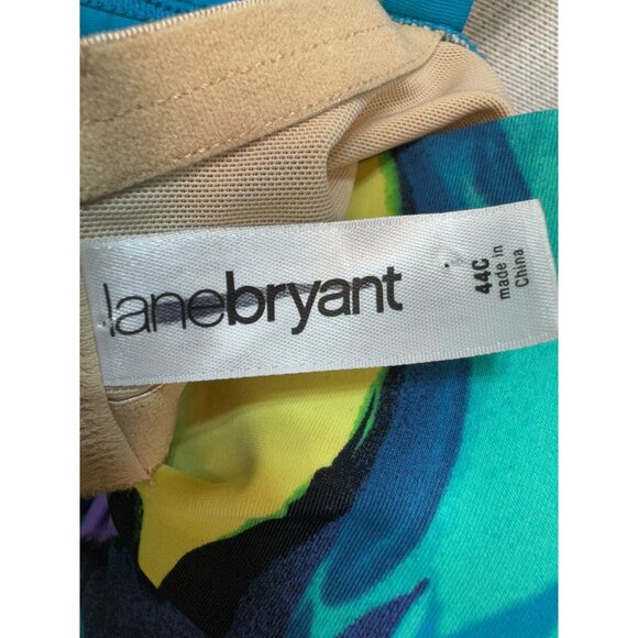 Lane Bryant Womens Ruched Swimsuit Top Size 44C Multicolor Swimwear Beach Chic - Picture 2 of 12